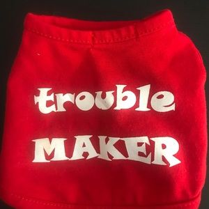 Red XS dog “trouble maker” comfy sassy  tee